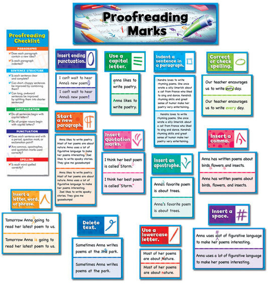 Proofreading Marks Language Arts Mini Bulletin Board Set XCTP3803