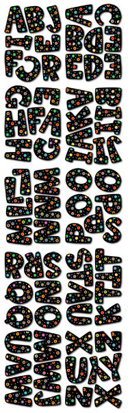 Dots On Black 2 Letter Stickers XCTP4190