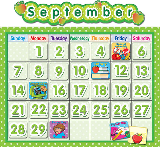 Polka Dot School Calendar Bulletin Board Display XTCR4188