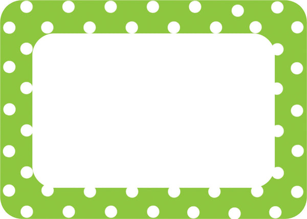 Lime Polka Dots 2 Name Tags Labels XTCR5174