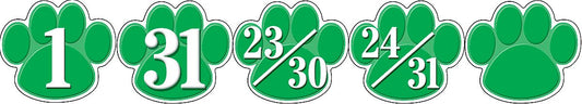 Green Paw Prints Calendar Days XTCR5235