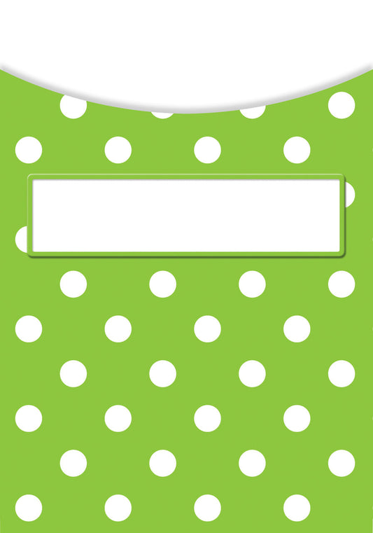 Lime Polka Dots Library Pockets XTCR5551