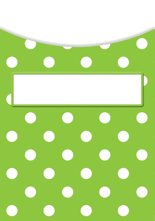 Lime Polka Dots Library Pockets XTCR5551