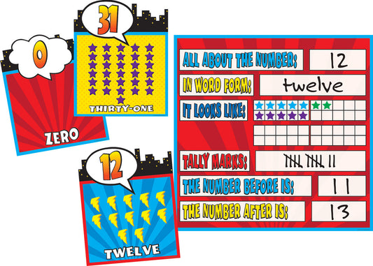 Superhero Countng 0-31 Bulletin Board Display Set XTCR5843