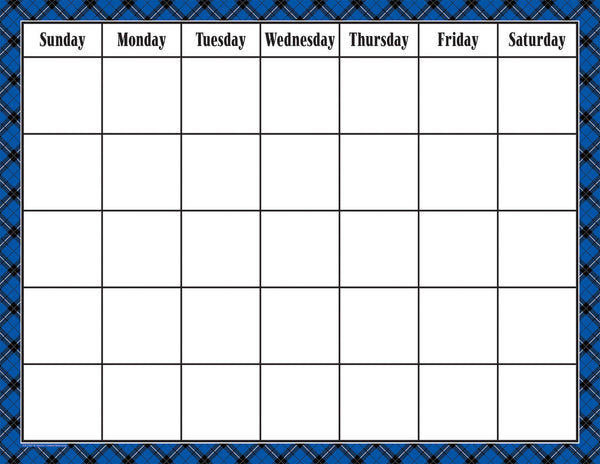 Blue Plaid Calendar Chart XTCR7547