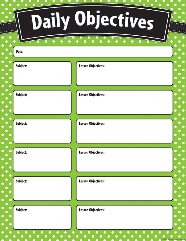 Lime Polka Dots Daily Objectives Chart XTCR7555