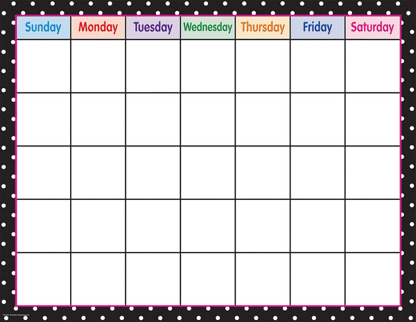 Black Polka Dots Calendar Chart XTCR7605