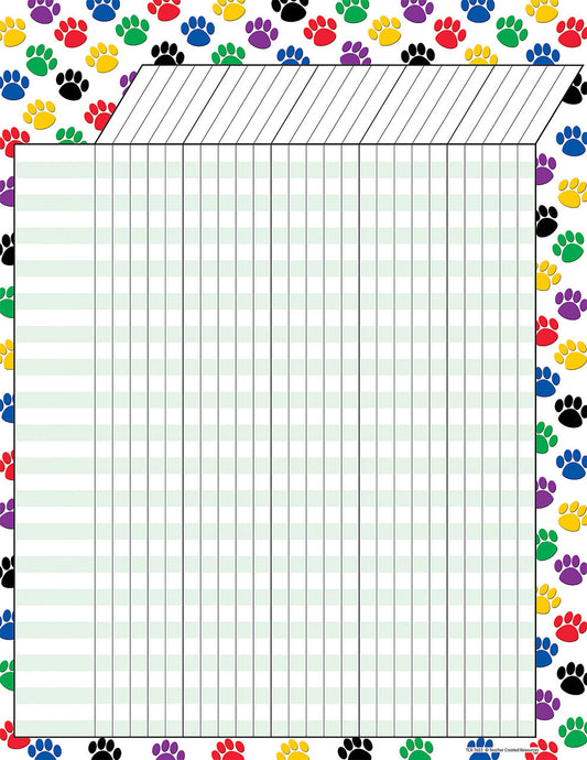 Colorful Paw Prints Incentive Chart XTCR7622
