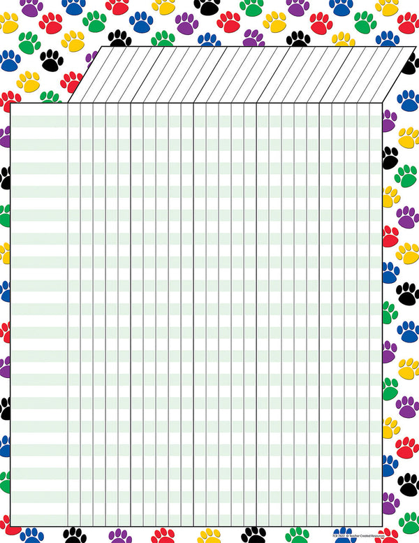 Colorful Paw Prints Incentive Chart XTCR7622