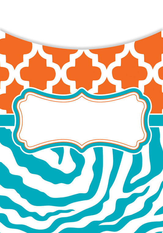 Orange And Teal Wild Moroccan Library Pockets XTCR77088