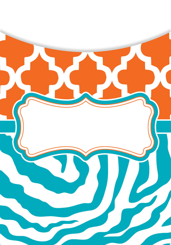 Orange And Teal Wild Moroccan Library Pockets XTCR77088