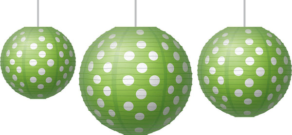 Lime Polka Dots Paper Lanterns XTCR77102