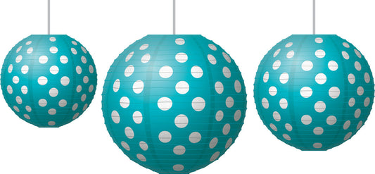 Teal Polka Dots Paper Lanterns XTCR77103