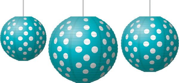 Teal Polka Dots Paper Lanterns XTCR77103