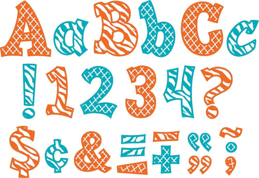 Orange And Teal Wild Moroccan Sassy Font 3 Letters XTCR77135