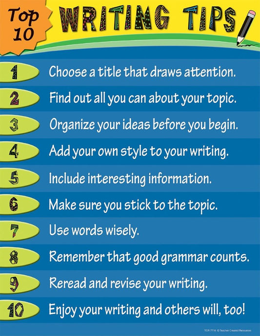 Top 10 Writing Tips Chart XTCR7716